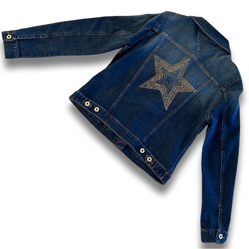 Tommy Hilfiger Denim Jean Jacket with Studded Back Star Size Medium